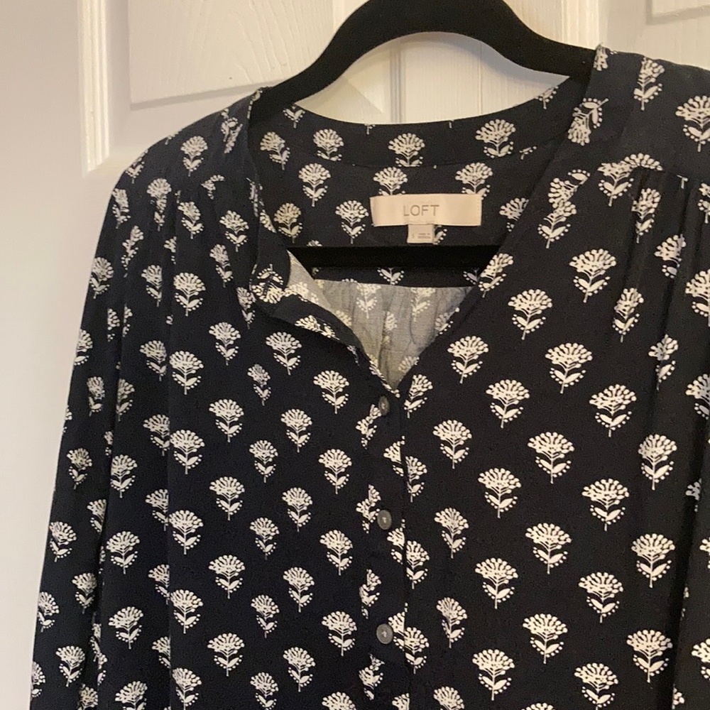 LOFT Long Sleeve 1/4 Button Top